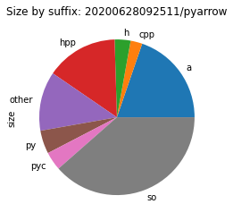 Size by suffix for the `pyarrow` environment